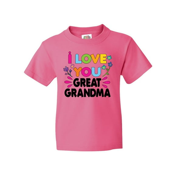Inktastic I Love You Great Grandma with Flowers Youth T-Shirt