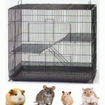 3Levels Easy Portable Collapsible Ferret Chinchilla Sugar Glider Rats Mouse Animal Critter ChewProof Metal Carrier Travel Cage With Narrow 3/8Inch Bar Spacing Easy To Setup Tools Needed