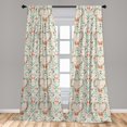 thumbnail image 5 of Ambesonne Flowers Curtains, Vintage Hearts Ribbons, Pair of 28"x84", Beige Mint, 5 of 5