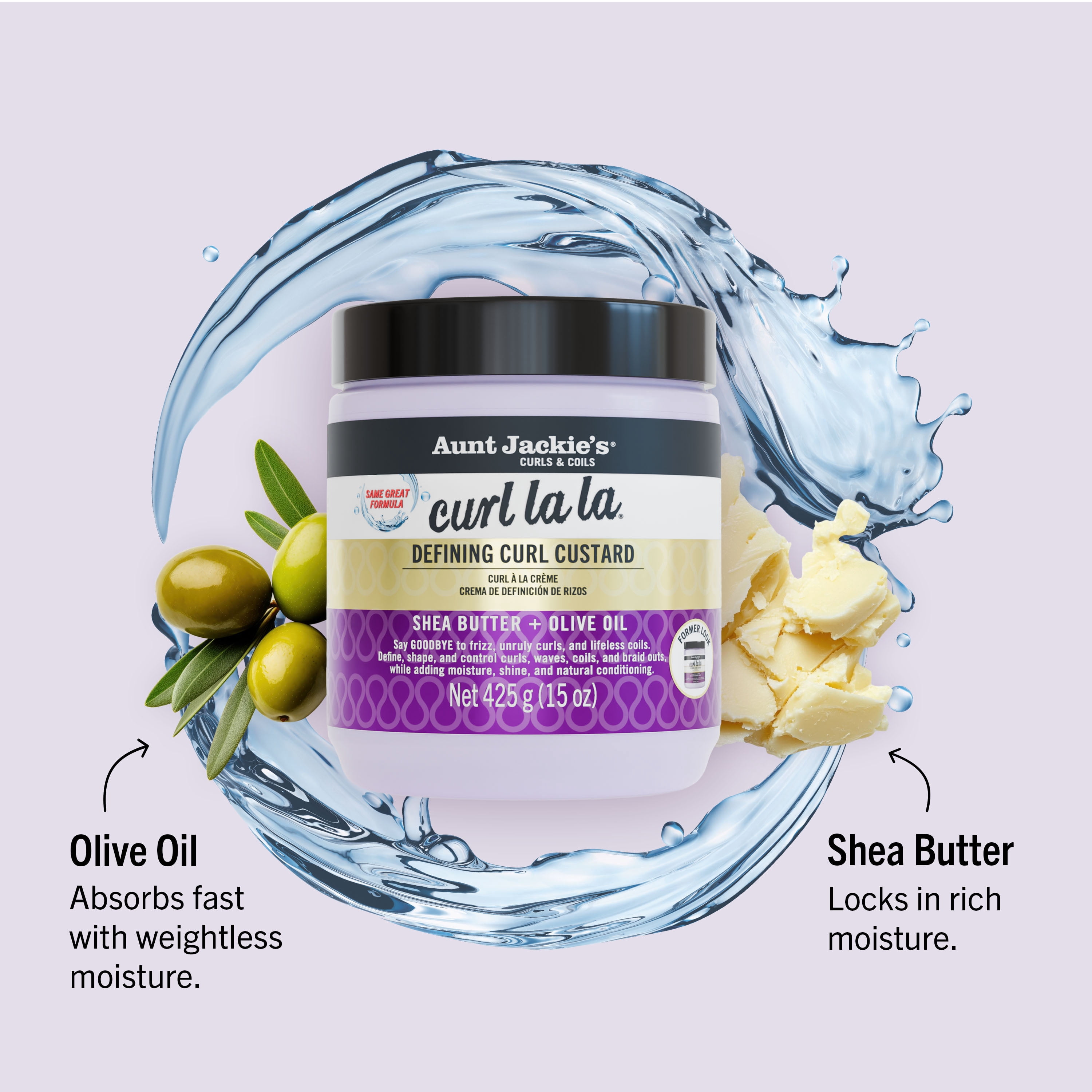Aunt Jackie's Curl La La Defining Curl Custard Moisturizing Hair Cream, 15 oz