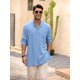 thumbnail image 3 of QUTETN Men's Linen Henley Shirts Long Sleeve Collarless T-Shirts Longline Kurta Beach Shirts with Pocket, 3 of 4