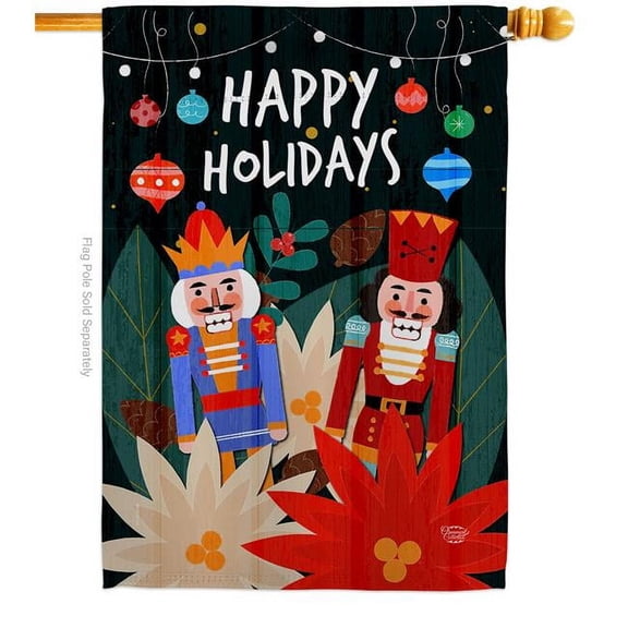 Ornament Collection H192354-BO 28 x 40 in. Holidays Nutcracker House Flag with Winter Christmas Double-Sided Decorative Vertical Flags Decoration Banner Garden Yard Gift
