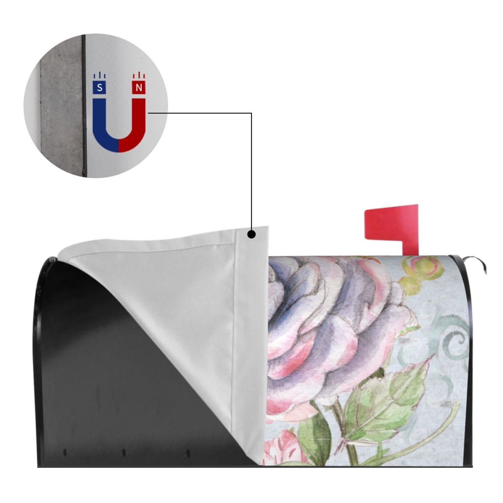 Xecao Vintage Rose for Mailbox Cover with Magnetic Strips, Waterproof and Sunscreen, Adds a Decorative Touch to Your Garden Yard.