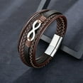 thumbnail image 2 of Raymard Mens Infinity 8 Multi-Layer Leather Bracelet,8.5" Brown Braided Bracelet for Men, 2 of 6