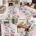 thumbnail image 5 of 5'x8' Area Rugs, Pink Roses Floral Indoor Outdoor Area Rug for Living Room Bedroom, Vintage Romance Botanical Flowers Washable Bathroom Rugs Kitchen Floor Carpet Mats Home Decor Aesthetic, 5 of 8