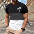 thumbnail image 2 of Mens Casual Pantalones Cortos Cuello Redondo Patchwork Impresión Suéter Blusa de Fitness, Camisetas para Hombre, 2 of 4