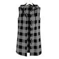 thumbnail image 6 of MaFYtyTPR Women Sleeveless Hooded Outerwear Plaid Button Down Long Vest Women's Fall Winter Fashion Mid Length Checkered Jacket A-Gray M, 6 of 6