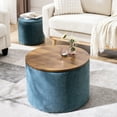 thumbnail image 2 of 2 - Piece Dark Blue Round Chenille Footstool - Storage and Soft Feel - Home and Apartment Use - Simple and Elegant Home Decor, 2 of 6
