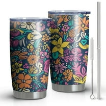 20 Oz Pioneer Flower Coffee Tumbler Double Wall Insulated Stainless Steel Water Bottle | Metal Reusable Thermoses Flask with Cup Cap | Leak & Sweat Proof with Anti-Dust Lid