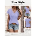 thumbnail image 6 of HUBERY Women Crochet Lace Spliced V Neck Short Sleeve Solid Color Top, 6 of 6