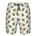 thumbnail image 3 of Cauagu Cute Little Bee Print Men's Swim Trunks,Hawaiian Bathing Suit Swimsuits Beach Shorts with Pockets for Men Quick Dry Swimming Board Shorts-Large, 3 of 6