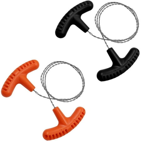 

WCX 2PCS Outdoor Survival Saw Wire Steel Wire Rope with Handle Cutting Tool Cutting Steel Chain for Wood Camping Hiking Hunting (Orange & Black)-0614