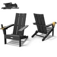 thumbnail image 6 of Tappio Folding Adirondack Chair Set of 2, All Weather HDPE Outdoor Patio Chairs with Detachable Multifunctional Holders and Cup Holders, Fire Pit Chairs for Yard Garden Poolside, Black, 6 of 7