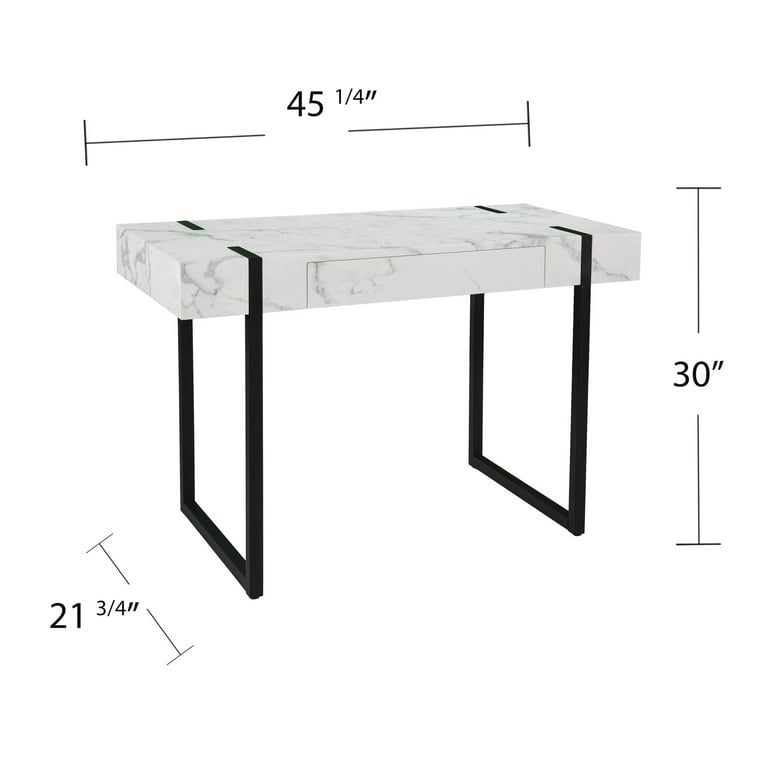 SEI Furniture Rangley Modern Desk in Black with White Faux Marble