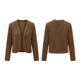 thumbnail image 4 of Hxshgdsn Women's Corduroy Cropped Cardigan, Long Sleeve Textured Button Up Shrug, Solid Color Casual Sweater（Khaki/2XL), 4 of 7