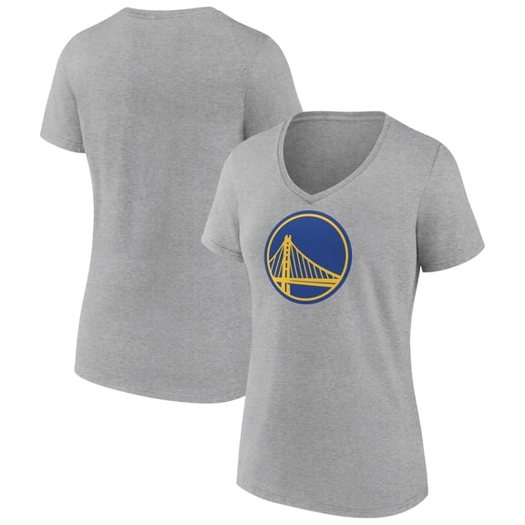 Women's Gray Golden State Warriors Primary Logo V-Neck T-Shirt