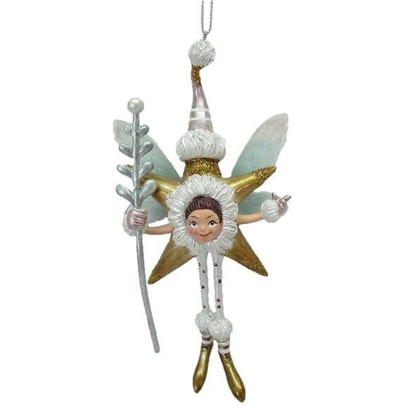 December Diamonds Gold Fairy in Star Ornament, Resin Fairy Holiday Decor, 5.75 Inches