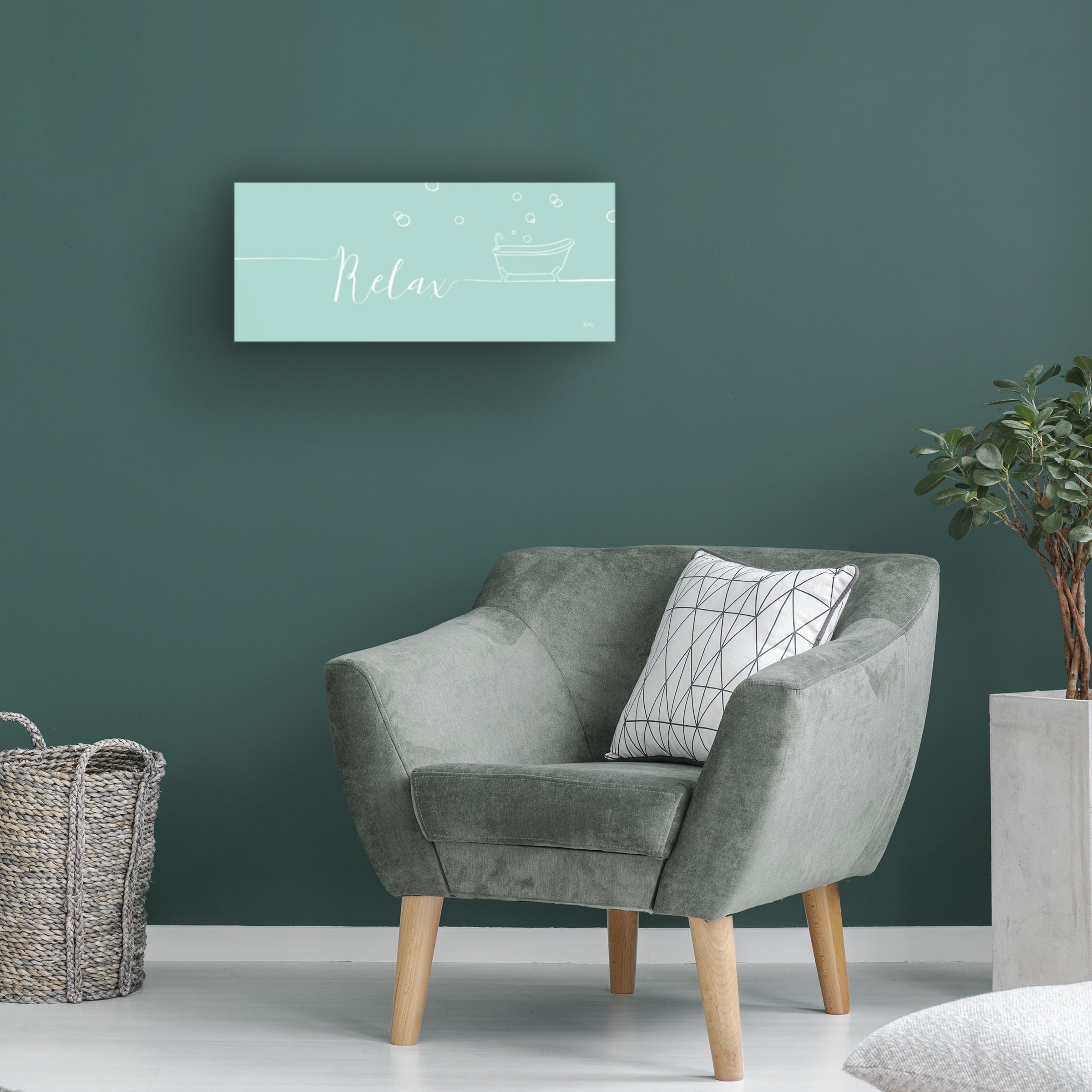 Veronique Charron 'Underline Bath I Teal' Canvas Art