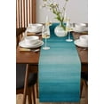 thumbnail image 4 of Ldtrchee Turquoise Ombre Table Runner 60 Inches, Modern Abstract Art Gradient Bed Runner Dresser Scarves Tabletop for Indoor Outdoor Parties/Ceremony/Banquet, 13" x 60", 4 of 8