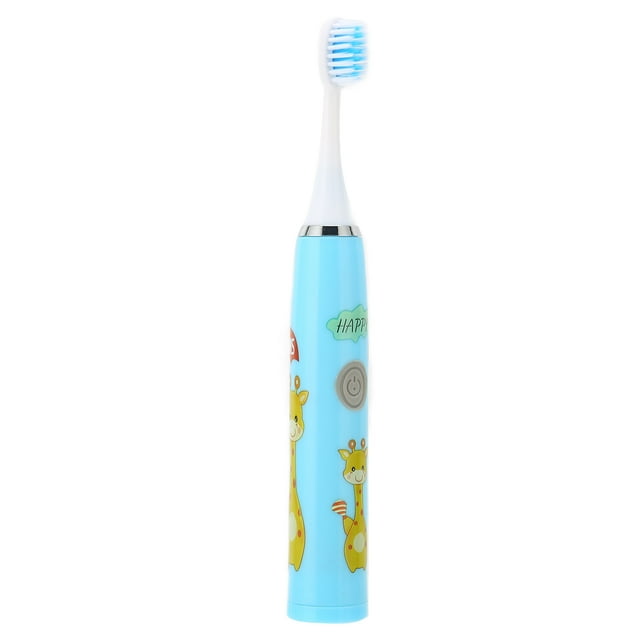 Kids Battery Powered Toothbrush, Gently Flexible Cleaning Kids Electric Toothbrush Cartoon Pattern Soft Brush Hair For Children For Daily Use Blue