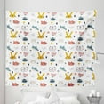 thumbnail image 1 of Cartoon Tapestry, Woodland Forest Animal Faces Illustration Pastel Nordic Repeated Pattern, Fabric Wall Hanging Decor for Bedroom Living Room Dorm, 5 Sizes, White and Multicolor, by Ambesonne, 1 of 1