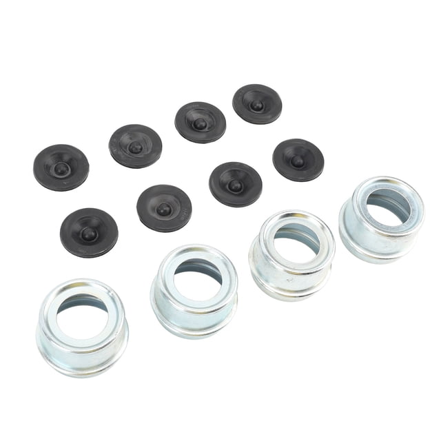4 Set Trailer Hub Bearing Dust Caps, Trailer Axle Dust Cap Wheel Center Grease Cover Caps with 8 Rubber Plugs for RV Boat