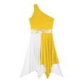 thumbnail image 4 of YONGHS Women's Asymmetrical Liturgical Praise Dance Dress One Shoulder Color Block Lyrical Dance Costume Yellow XL, 4 of 7