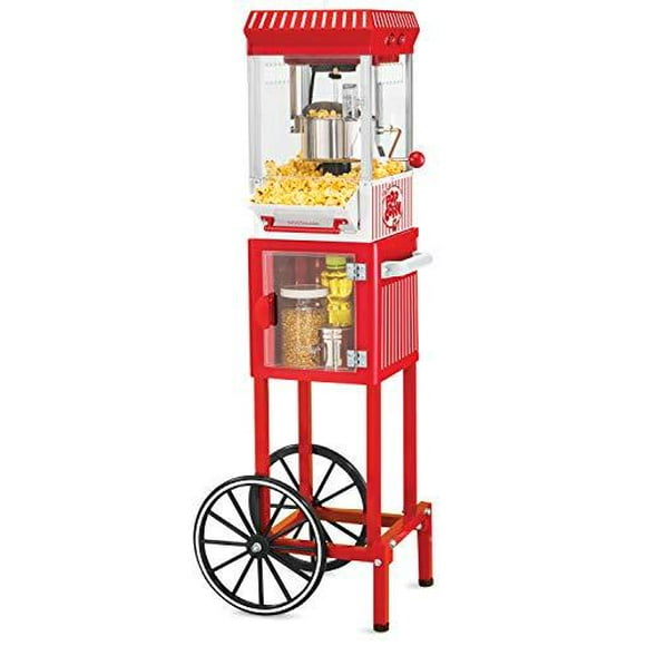 Nostalgia KPM200CART Bouilloire Old Fashioned Popcorn Maker Cart, Rouge