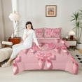 thumbnail image 4 of Castle Fairy Ribbon Bow Knot Personalized Initial D Bedding Comforter Set 2pcs for Preppy Child Teens,Pink Bow-Tie Twin Comforter Sets Microfiber,Dreamy Princess Bow Alphabet Breathable Bedding Set, 4 of 8