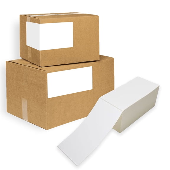 Thermal Transfer Fanfold Labels Perforated Self-Adhesive White 3000 count 4 in x 8 in