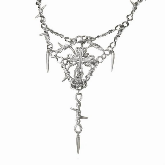 CIYISON Necklace Jewelry for Men Women Y2K Safty Spur Cross Pendant Choker Chain Party