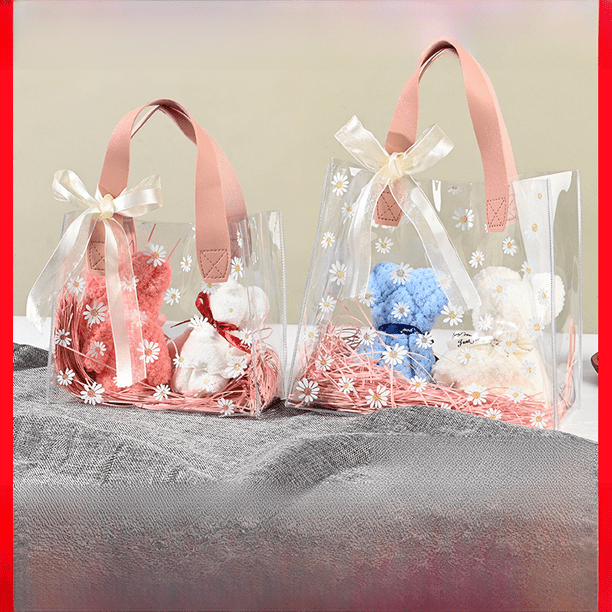 Bolsa de mano con forma de margarita, transparente, de PVC, para bodas, dulces, regalo de boda, bolsa de regalo para dama de honor, bolsa de regalo