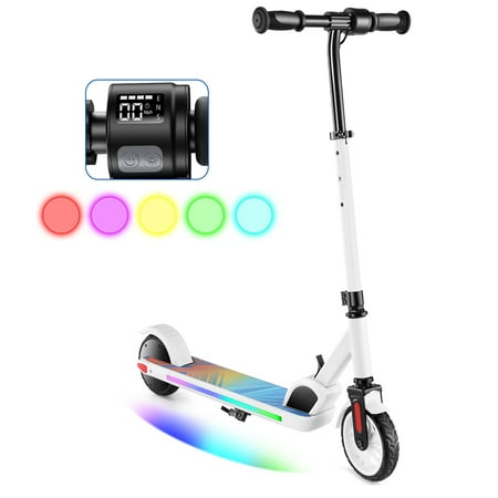 Hoteel Electric Scooter for Kids 8+,180W Upgraded Motor,4 Adjustable Heights & 3 Speed,Lightweight, LED Display,Foldable Electric Scooter with Deck Lights for Kids & Teen