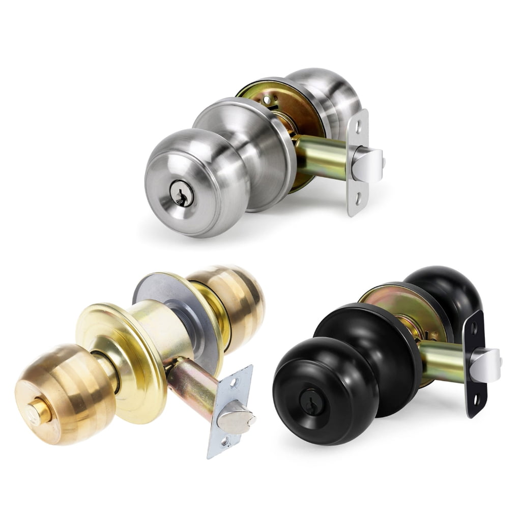 WINDLAND Zinc Alloy Round Door Knobs Knobset Entrance Lock Interior Door Handles