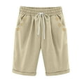 thumbnail image 5 of vigerkar Women Bermuda Shorts Knee Length High Waisted Shorts Summer Casual Capri Pants with Pockets (Khaki, S), 5 of 6