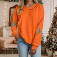 thumbnail image 2 of mgoYE Christmas Sweatshirts Women Funny Christmas Graphic Crewneck Shirts Xmas Long Sleeve Sweaters Holiday Pullover(Orange,L), 2 of 5