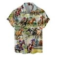 thumbnail image 4 of Retro Color Cowboy Horse Racing Hawaiian Shirts For Men Mens Hawaiian Shirts Short Sleeve Button Down Shirt Men TO1, 4 of 7