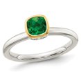 thumbnail image 1 of 2/5 Carat (ctw) Lab Created Emerald Ring in Sterling Silver, 1 of 3