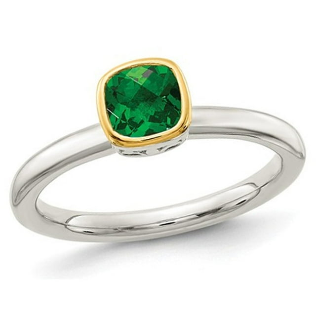 2/5 Carat (ctw) Lab Created Emerald Ring in Sterling Silver