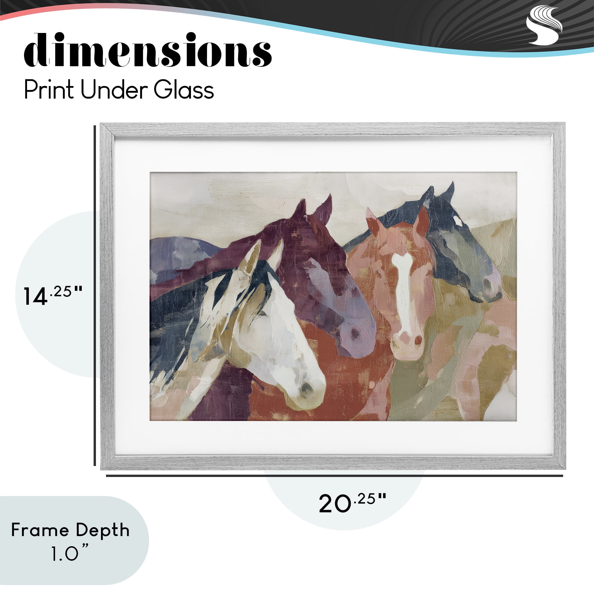 Stupell Industries Calm Horses Abstraction Gray Framed Print Under Glass, design by Chromatic Storm Studio