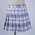 thumbnail image 2 of YIZYIF Kids Girls School Uniform Skirt High Waisted Pleated Skirt Plaid A-line Tartan Miniskirt Light Purple 7-8, 2 of 7