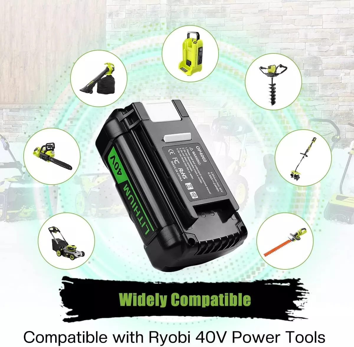For RYOBI 40V 8.0Ah Lithium-Ion Battery Replacement OP40201 OP40261 OP4030
