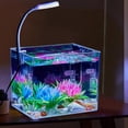 thumbnail image 1 of 360 Panoramic Mini Fish Tank Starter Kit with Clamp Light, Ultra Clear Small Plastic Betta Aquarium for Shrimp, Desktop Display Set for Home Office Desk, 7.5x10.5x12.5cm 13x13x15cm, 1 of 6