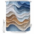 thumbnail image 2 of Blue Brown Waterproof Fabric Shower Curtain,Aesthetics Moire Ombre Abstract Geometric Waterproof Fabric Shower Curtain for Bathroom Curtains Bathtubs Hotel Shower Curtains with 12 Hooks Small 36x78in, 2 of 8