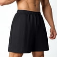 thumbnail image 4 of UVEASISHA Men's 5 Inch Inseam Casual Shorts Elastic Waist Drawstring Sweat Shorts Solid Color Loose Textured Athletic Shorts Summer Short Pants for Daily Wear Black S, 4 of 6