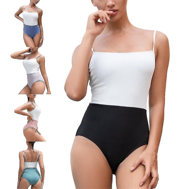 White Traje de baño de una pieza para mujer, Monokini con tiras, traje de baño, ropa de playa