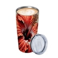 thumbnail image 2 of Awypu Environmentally Friendly and Odorless Cover Red Hibiscus Flower on A White Background Tropical 20oz Car Straw Cup (with Straw) 20oz, 2 of 7