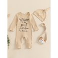 thumbnail image 4 of Cjfdfy Baby Boy Girl Newborn Hospital Going Home Outfit Hand Picked for Earth By My Great Grandma Grandpa Letters Romper Long Sleeve Ribbed Jumpsuit Hat Spring Fall Winter Clothes, 4 of 9