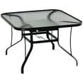 thumbnail image 1 of Outsunny 42-inch Patio Dining Table with Umbrella Hole Square Outdoor Bistro Table for Garden Lawn Backyard, Steel, 1 of 10