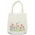 thumbnail image 1 of Tulip Tote Bag, Floral Set Different Type of Flowers on Grass Hope Seasonal Illustration Art, Cloth Linen Reusable Bag for Shopping Books Beach and More, 16.5" X 14", Cream, by Ambesonne, 1 of 2
